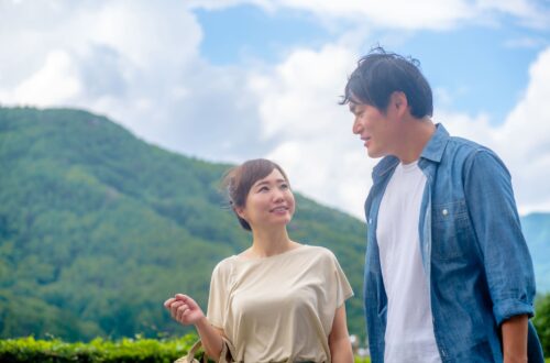 旅行をする男女